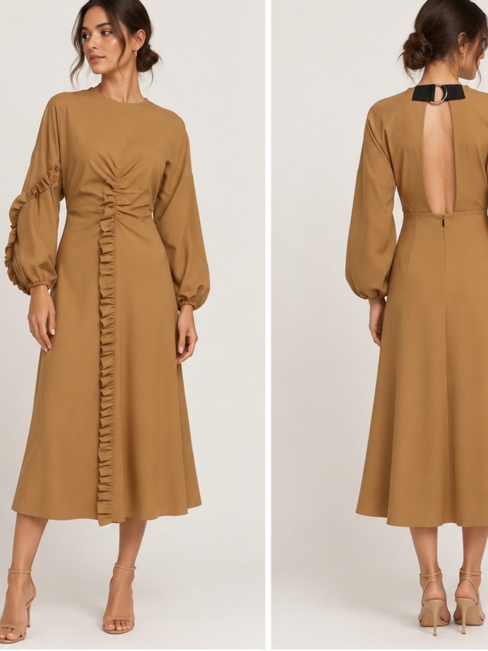 Tibi Ruffle Open Back Dress